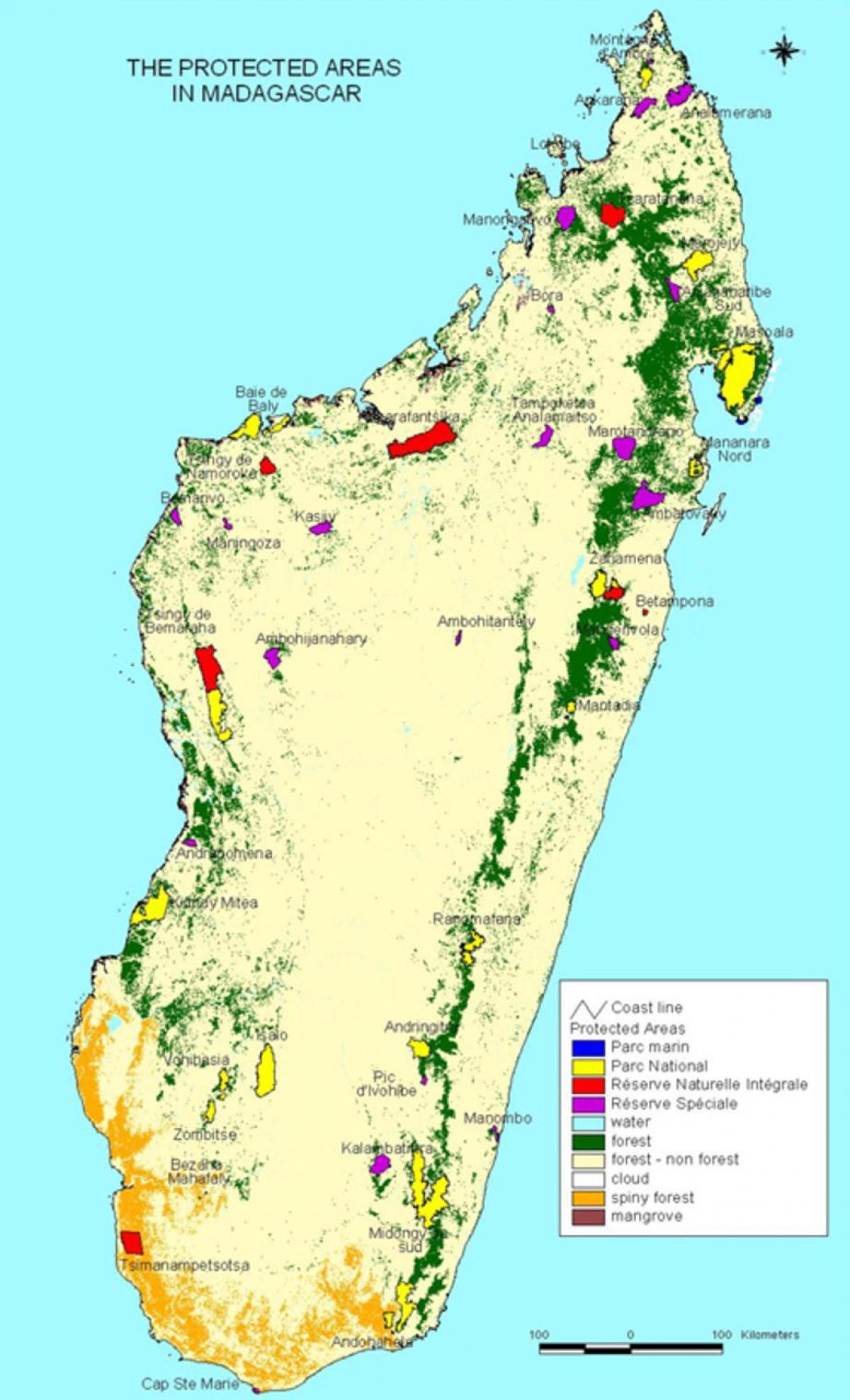 Madagaskar Milli Parklar haritası 