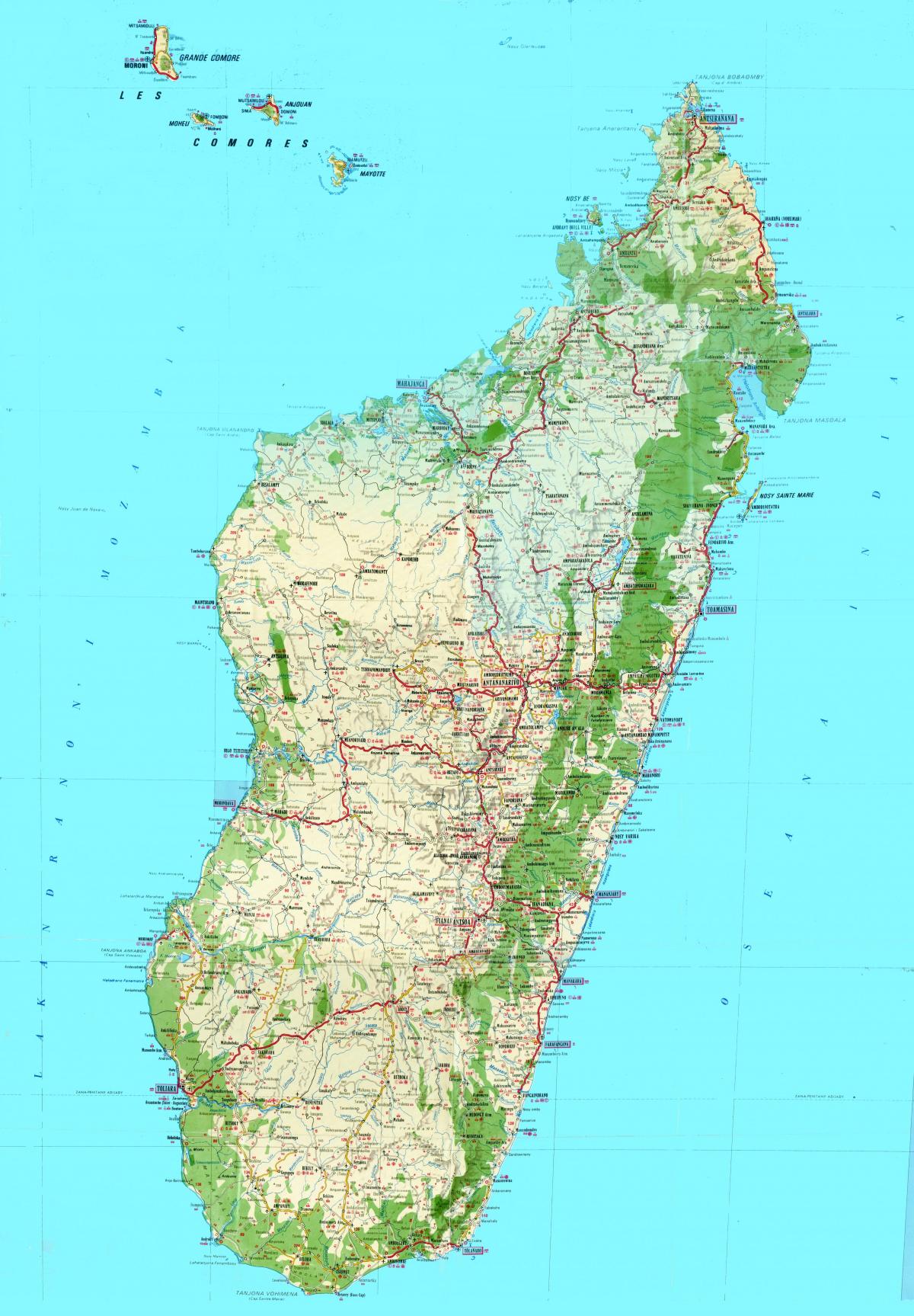 Madagaskar haritası topografik
