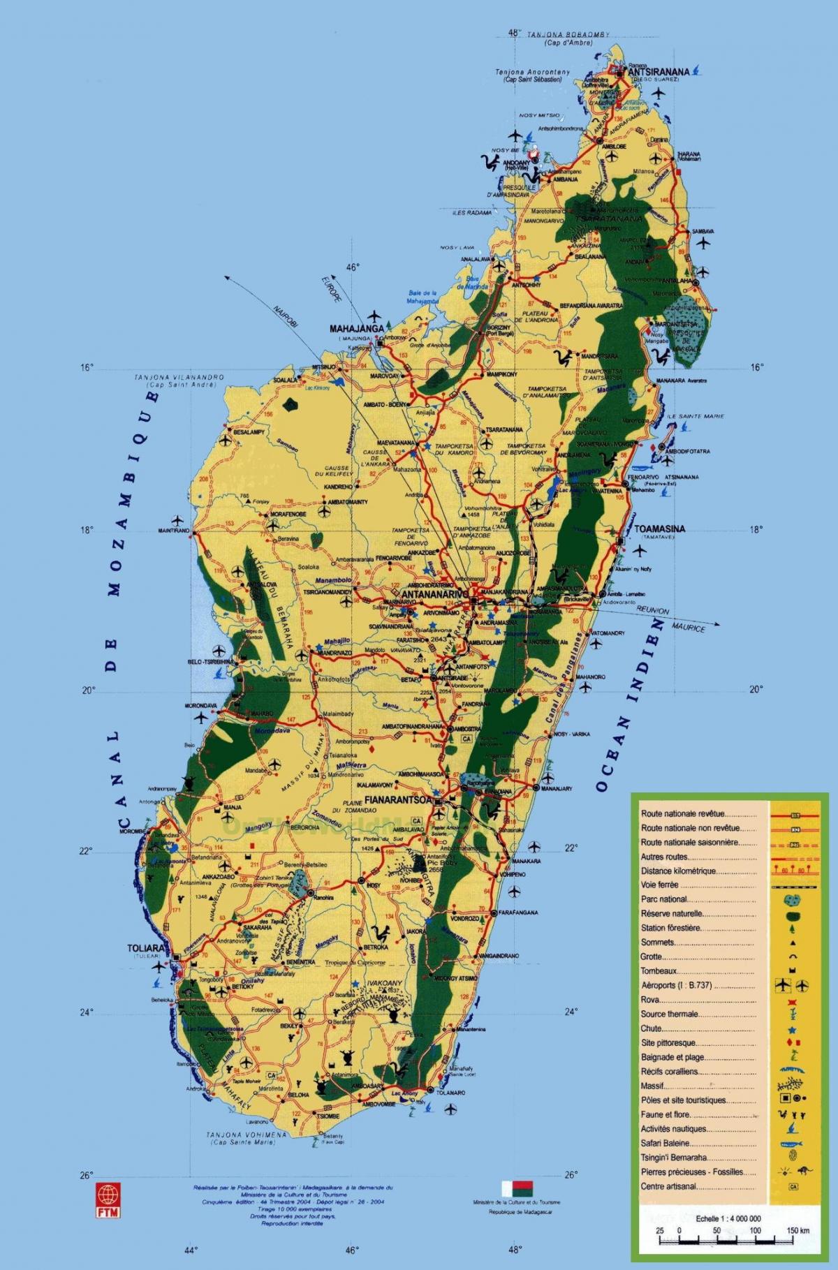 Madagaskar turistik haritası