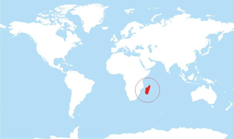 dünya üzerinde Madagaskar konumu göster