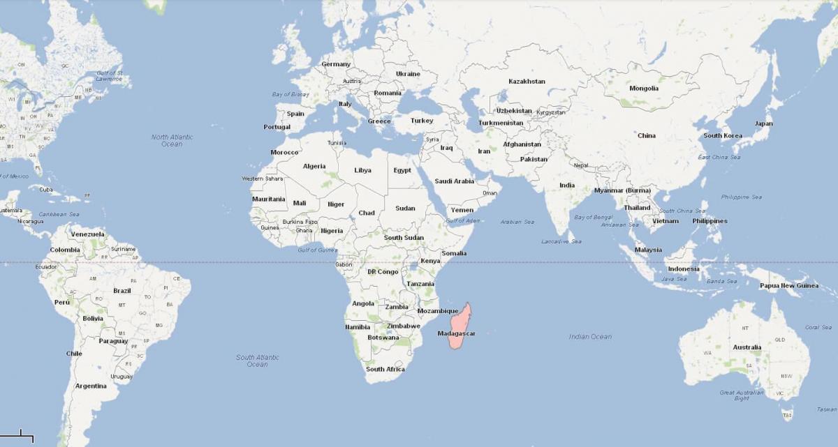 dünya haritası Madagaskar gösteriliyor 