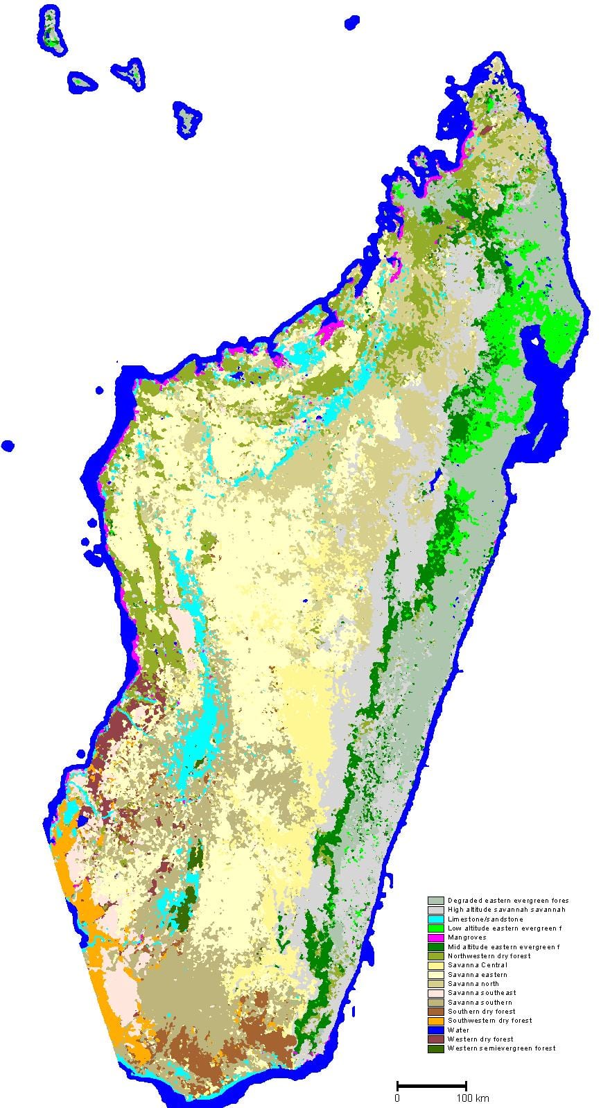 Madagaskar bitki örtüsü haritası