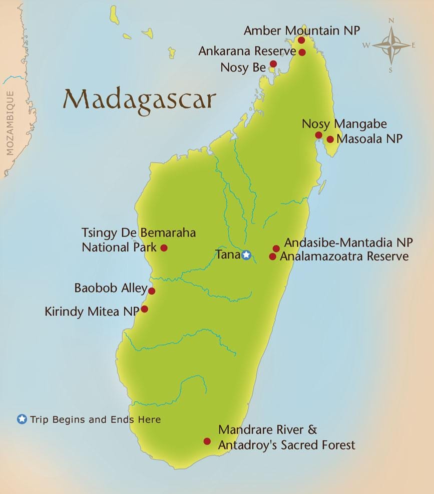 Madagaskar Dağları haritası