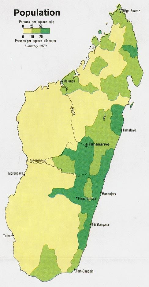 Madagaskar nüfus yoğunluğu haritası