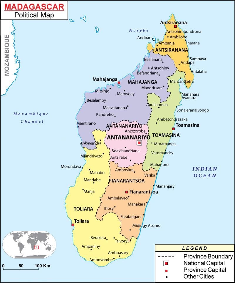 Madagaskar siyasi haritası göster